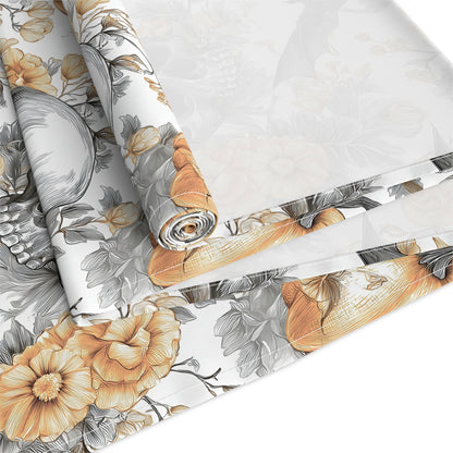 Halloween Themed Table Runner, Spooky Decor for Fall, Gothic Home Accents, Pumpkin and Skull Design, Perfect for Parties