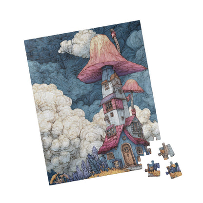 Elf Mushroom House Puzzle, Jigsaw Puzzle for Adults and Kids, Gift for Puzzle Lovers, Family Game Night