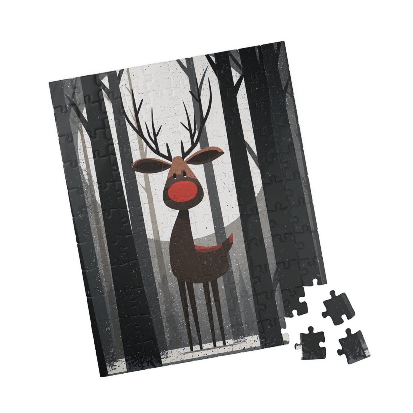 Reindeer Puzzle (110, 252, 520, 1014-piece) | Cozy Winter Fun, Family Game Night, Holiday, Rudolf Themed