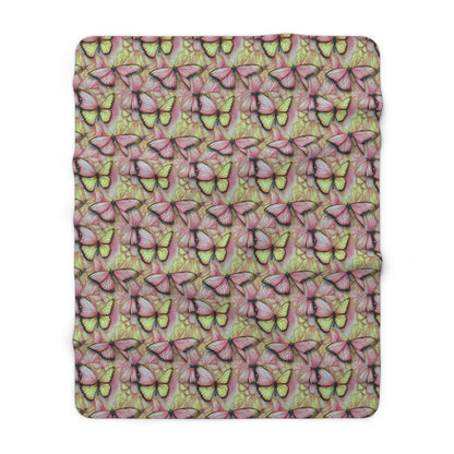 Butterfly Blossom Sherpa Fleece Blanket | Cozy Gift, Home Decor, Nature Lovers, Soft Throw, Birthday Present