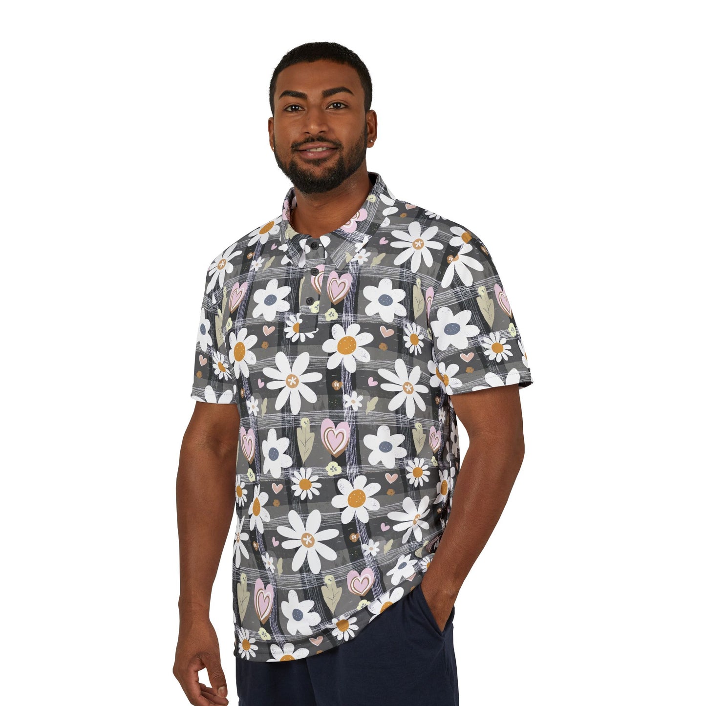 Floral Print Unisex Polo Shirt - Stylish Casual Wear, Spring Attire, Gift for Him or Her, Summer Fashion, Everyday Comfort