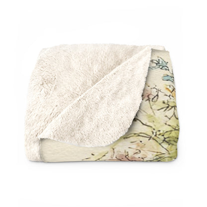 Cozy Floral Bear Sherpa Fleece Blanket, Soft Baby Blanket, Kids Blanket, Nursery Decor, Gift for Paddington Bear Fans