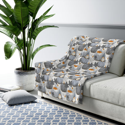 Cozy Sherpa Fleece Blanket with Pumpkin Design, Fall Decor, Snuggle Blanket, Gift for Friends, Seasonal Home Accents
