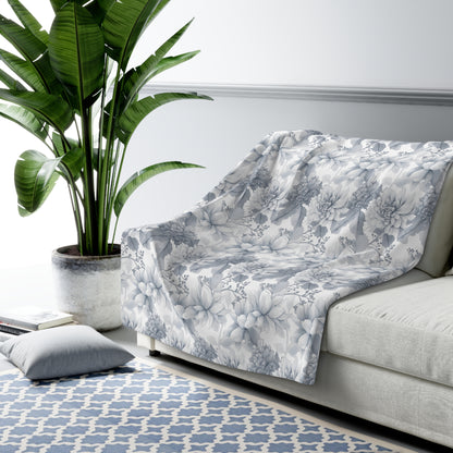 Fleece Blanket - Gray Toned Floral Throw