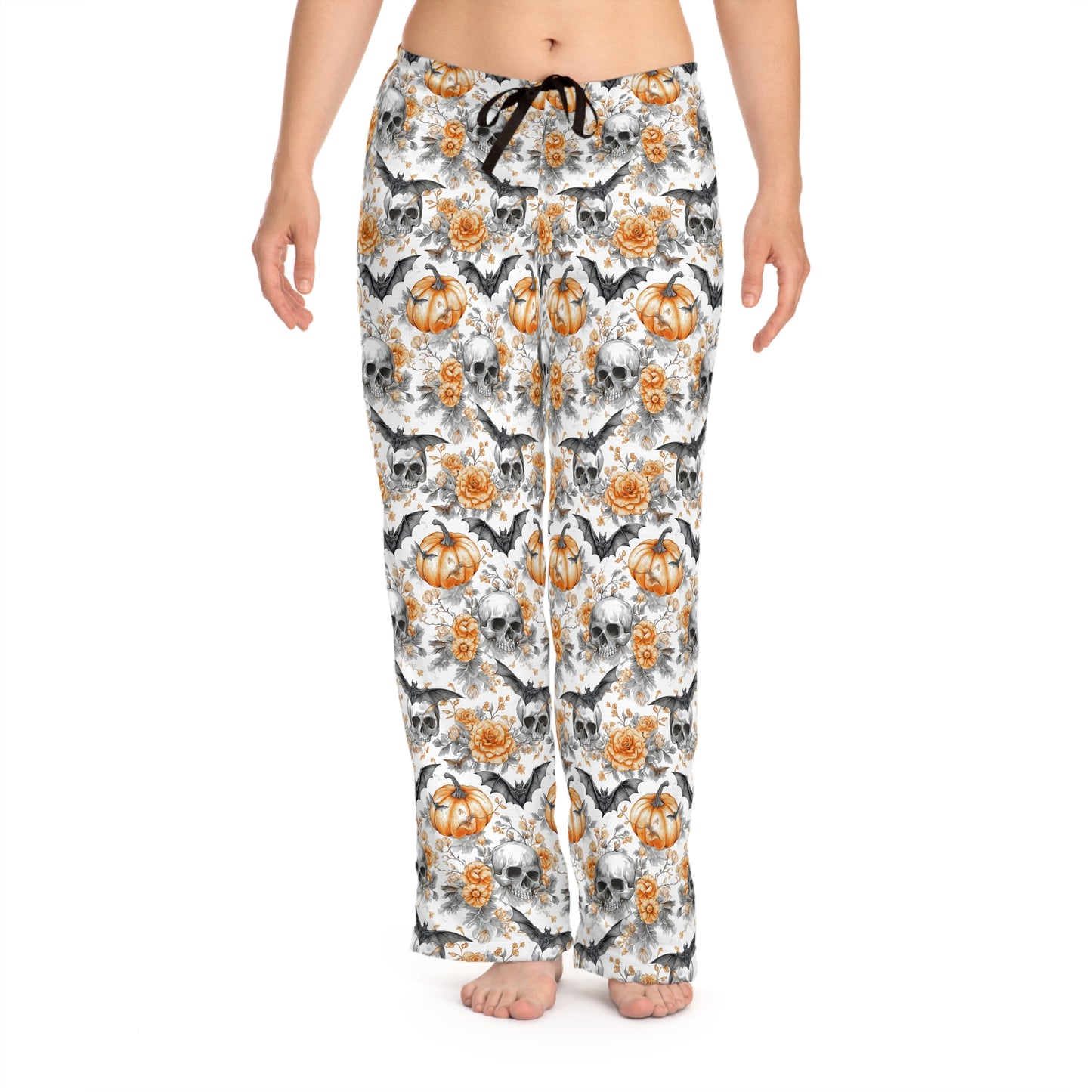 Spooky Halloween Women's Pajama Pants | Cozy Sleepwear, AOP Lounge Pants, Gift for Her, Pumpkin & Skull Print, Fall PJs