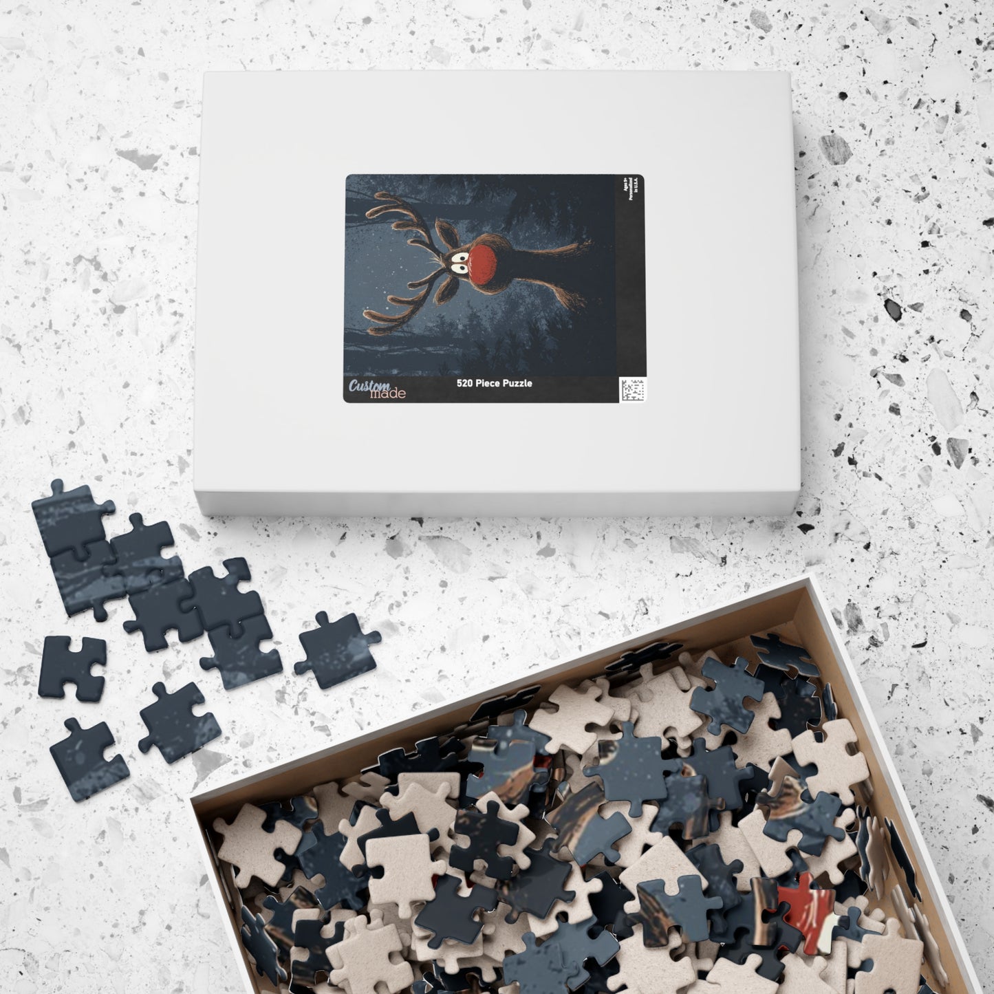 Christmas Reindeer Puzzle for Family Fun, Holiday Decor, Gift for Kids, Cozy Nights, 110-1014 Pieces