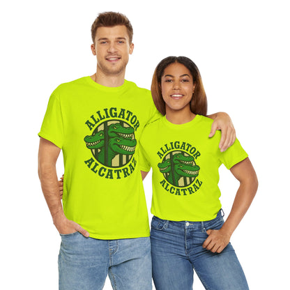 Alligator Alcatraz Unisex Heavy Cotton Tee, Fun Graphic Tee, Casual Wear, Gift for Animal Lovers, Summer Fashion, Unique T-Shirt