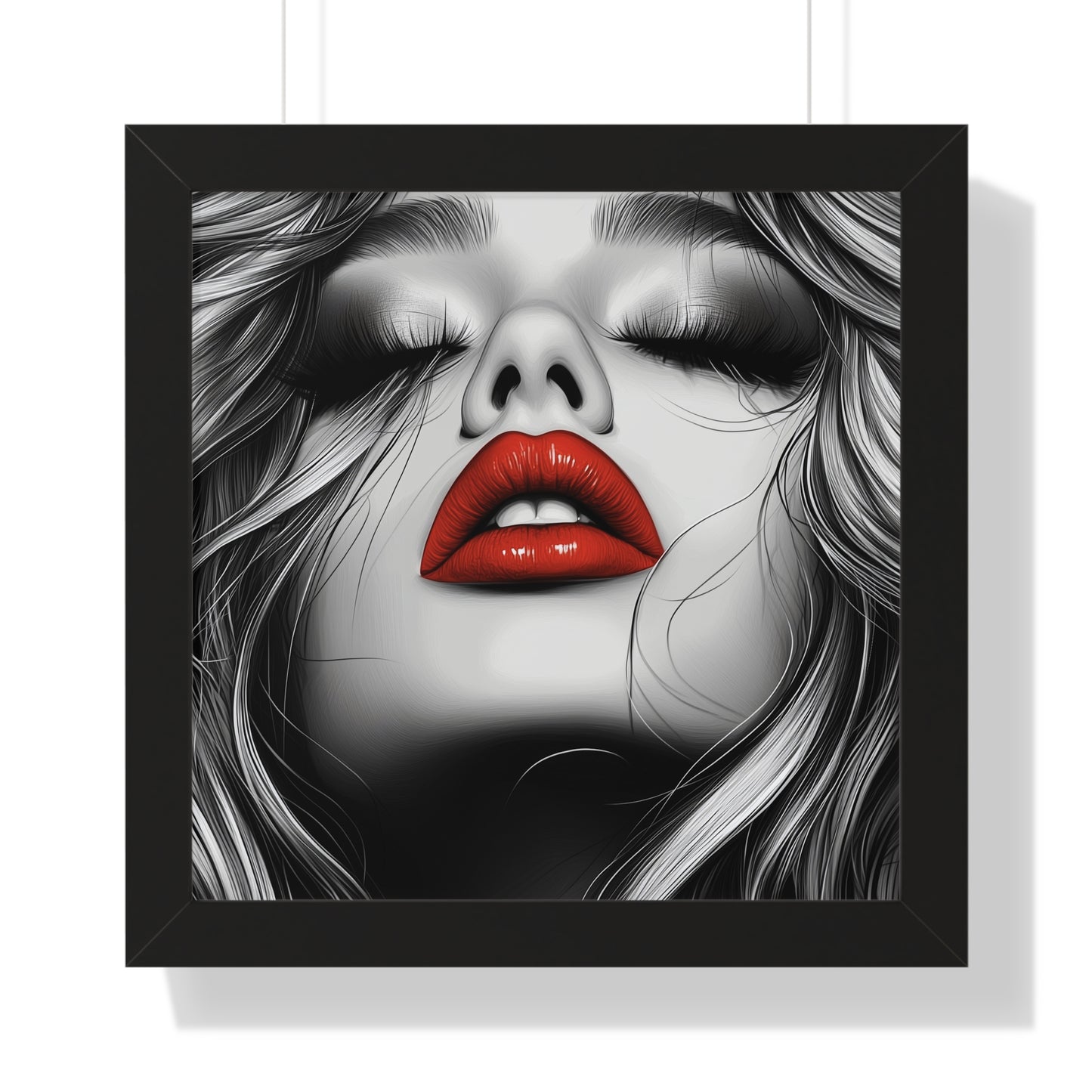 Black and White Fashion Poster | Sexy Blonde with Red Lips