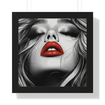Black and White Fashion Poster | Sexy Blonde with Red Lips