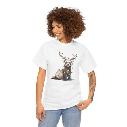Christmas Otter Tee, Unisex Heavy Cotton Tee with Cute Design, Holiday Gift, Cozy Casual Wear, Fun Christmas Shirt