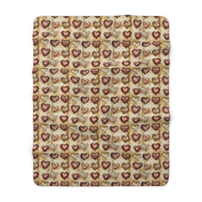 Cozy Hearts Sherpa Fleece Blanket, Warm Snuggle Blanket, Cuddle Blanket for Valentine’s Day, Romantic Gift, Home Decor