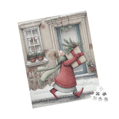 Holiday Puzzle with Cheerful Gift Delivery Scene, Family Activity, Cozy Winter Nights, Festive Home Decor, 110-1014 Pieces