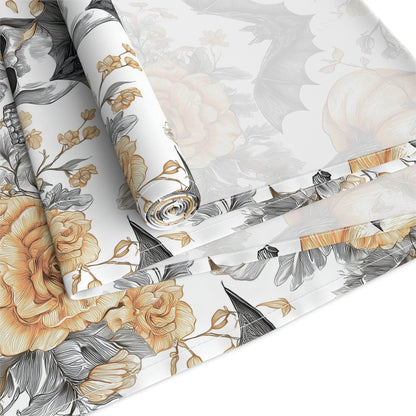 Halloween Themed Table Runner, Spooky Decor for Fall, Gothic Home Accents, Pumpkin and Skull Design, Perfect for Parties
