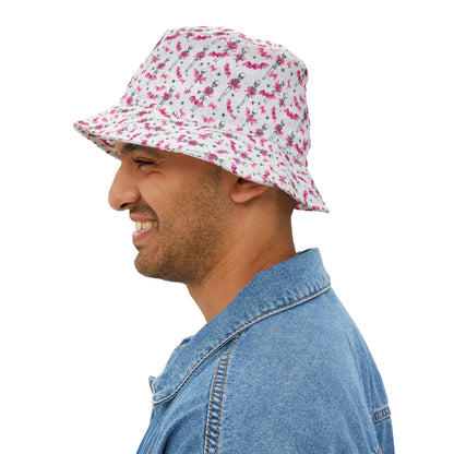Flower Skull Bucket Hat, Trendy Sun Hat, Unique AOP Hat, Summer Accessory, Festival Headwear, Gift for Her