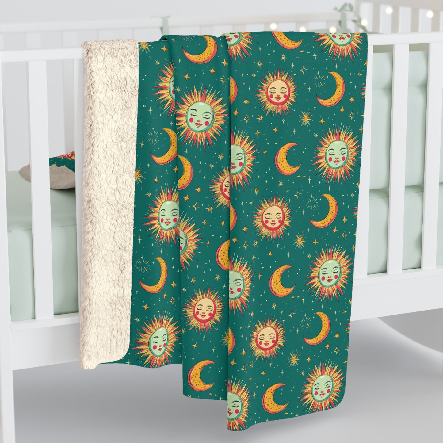 Cozy Celestial Sherpa Blanket, Soft Throw Blanket, Celestial Decor, Warm Gift, Astrology Blanket, Home Comforts