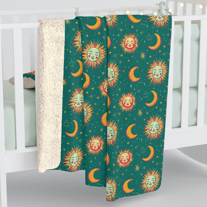 Cozy Celestial Sherpa Blanket, Soft Throw Blanket, Celestial Decor, Warm Gift, Astrology Blanket, Home Comforts