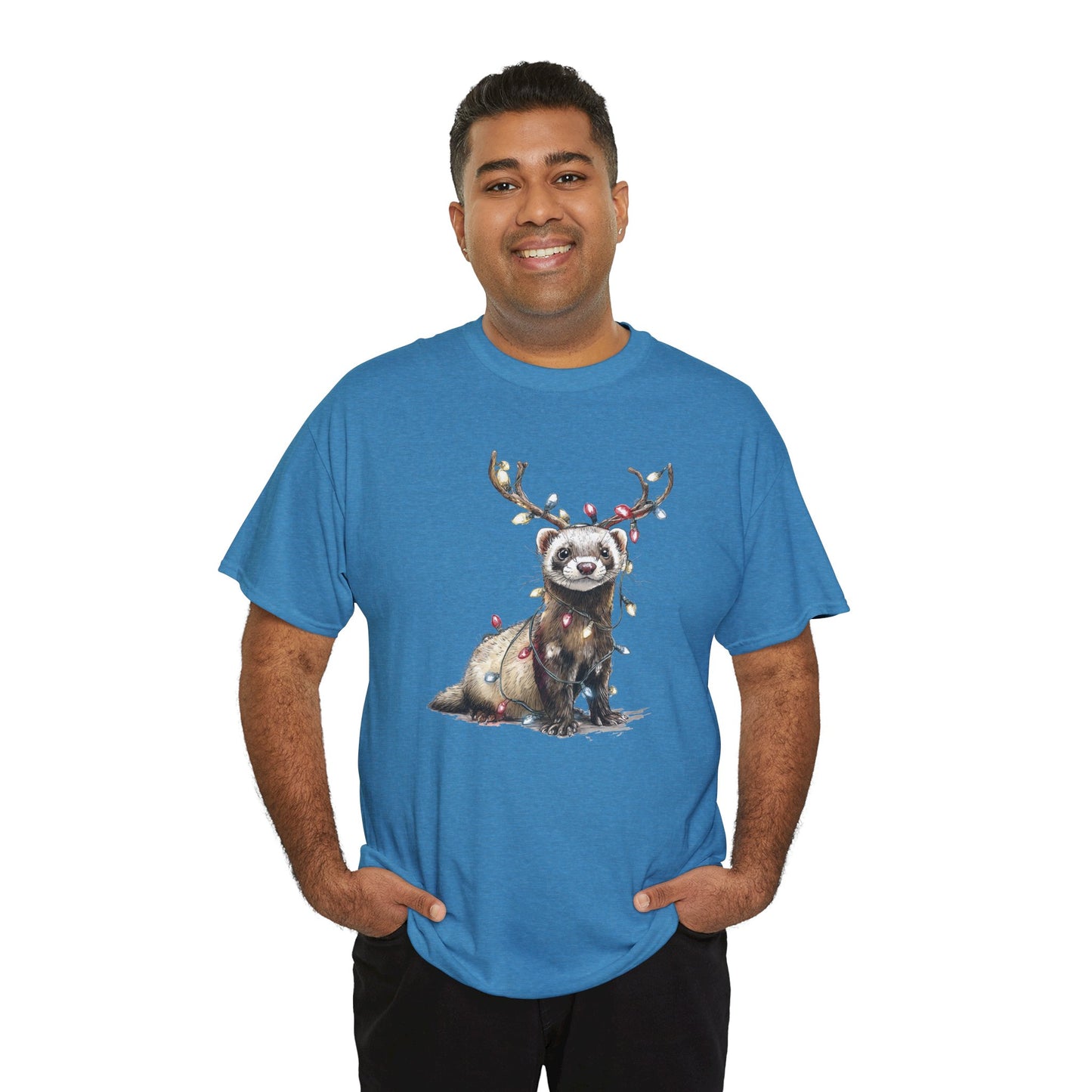 Christmas Otter Tee, Unisex Heavy Cotton Tee with Cute Design, Holiday Gift, Cozy Casual Wear, Fun Christmas Shirt