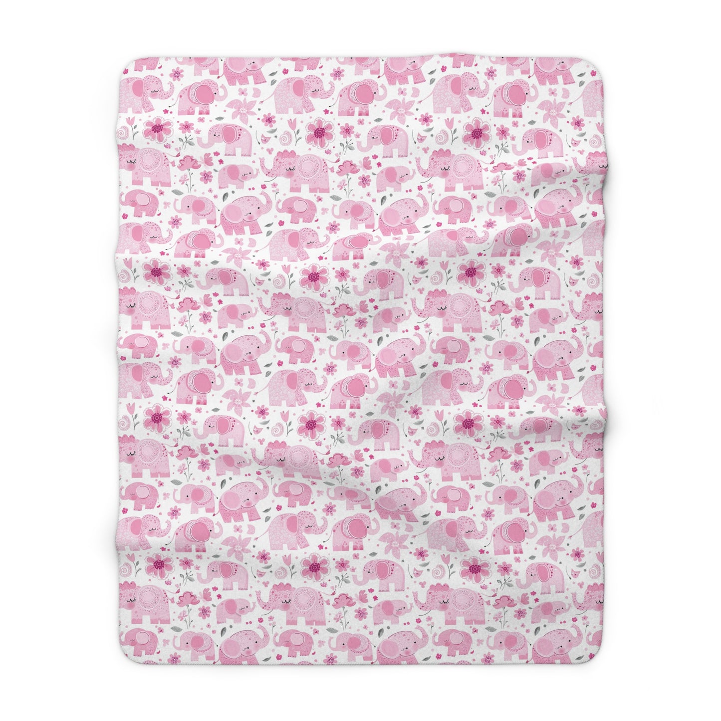 Cute Pink Elephant Sherpa Fleece Blanket, Cozy Child's Gift, Nursery Decor, Baby Shower Present, Soft Plush Blanket