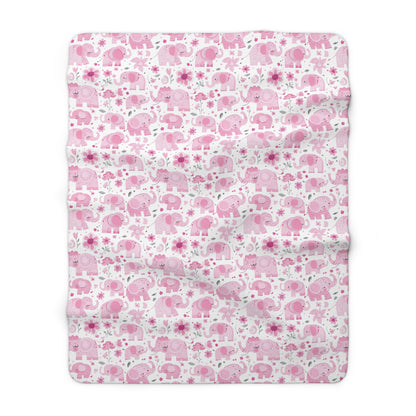 Cute Pink Elephant Sherpa Fleece Blanket, Cozy Child's Gift, Nursery Decor, Baby Shower Present, Soft Plush Blanket