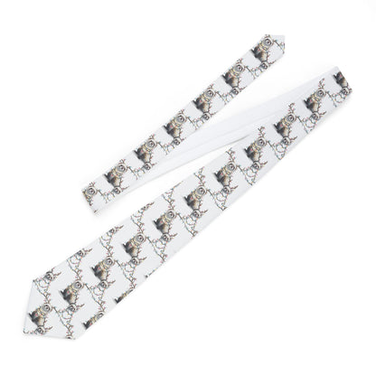 Necktie Otters in Xmas Lights White Background