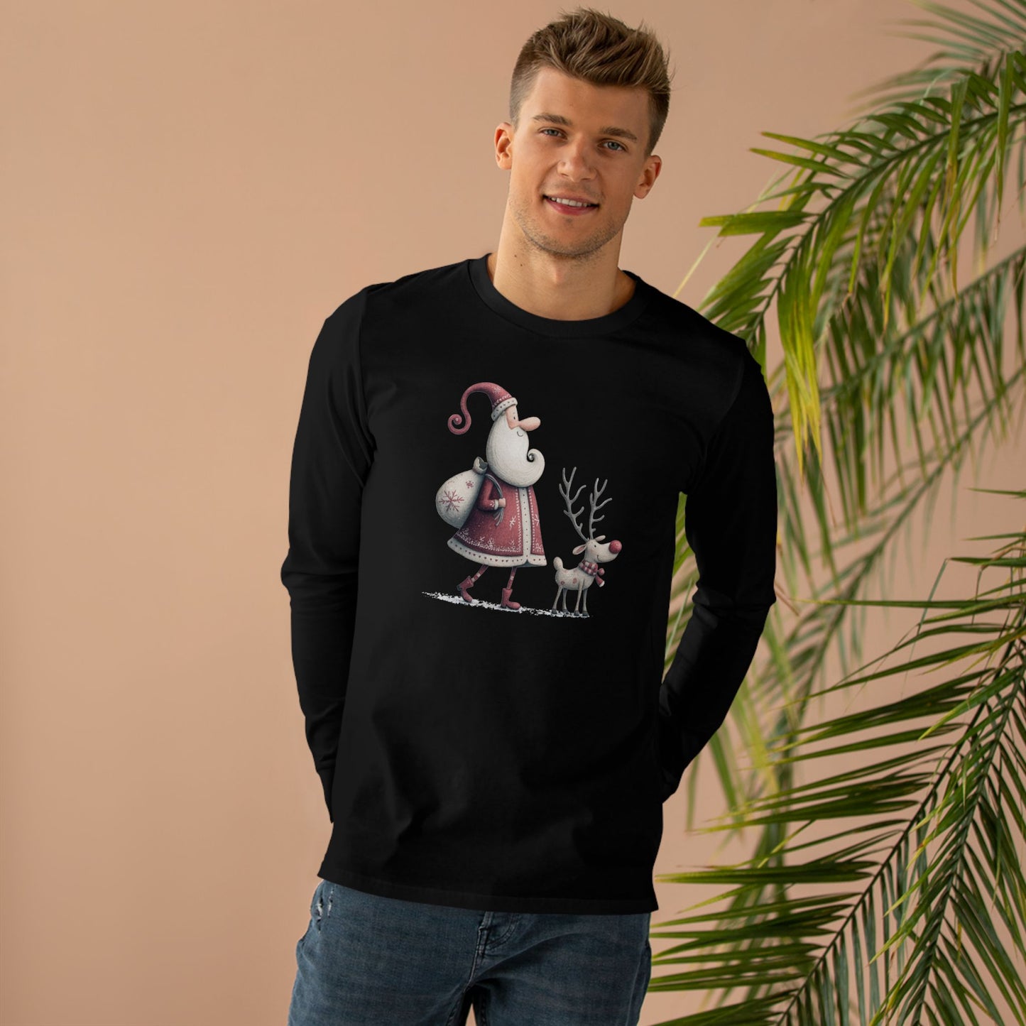Longsleeve Tee - Santa and Reindeer Design
