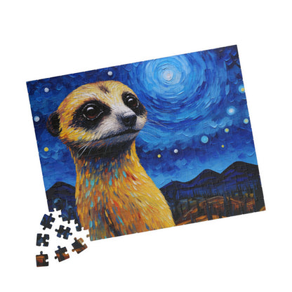 Meerkat Starry Night Puzzle - Fun Family Activity, Gift for Puzzle Lovers, Unique Home Decor, Challenge for All Ages, Ideal for Holidays