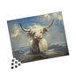 Puzzle - White Baby Highland Cows Beach Day Design