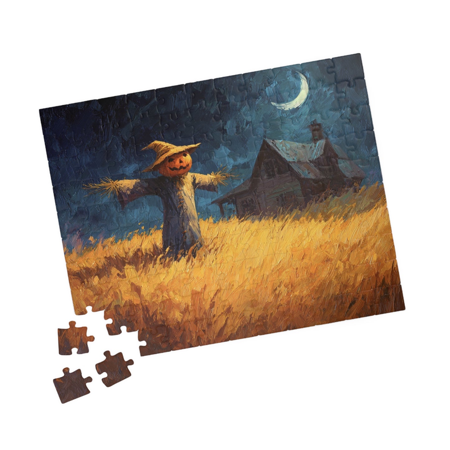 Autumn Scarecrow Puzzle - 110, 252, 520, 1014-piece, Family Activity, Harvest Season Fun, Halloween Gift, Cozy Night In