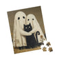 Charming Ghost & Cat Puzzle, Fun Family Activity, Vintage Art Design, Perfect Gift for Halloween, 110-1014 Pieces