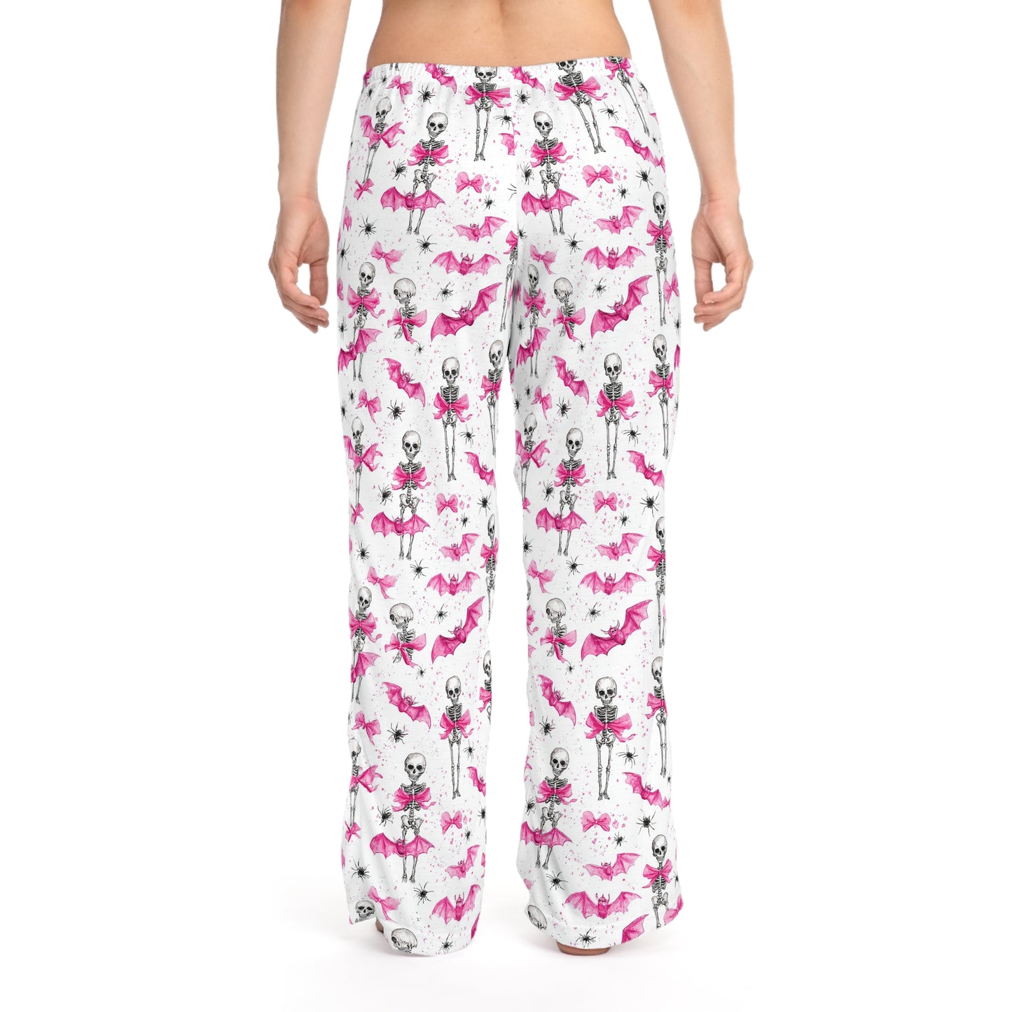 Playful Skeleton Women's Pajama Pants, Halloween Sleepwear, Cozy Lounge Pants, Gift for Her, Skeleton Print Sleep Pants
