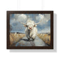 Poster - Cute White Highland Cow Running Down Road Escapee