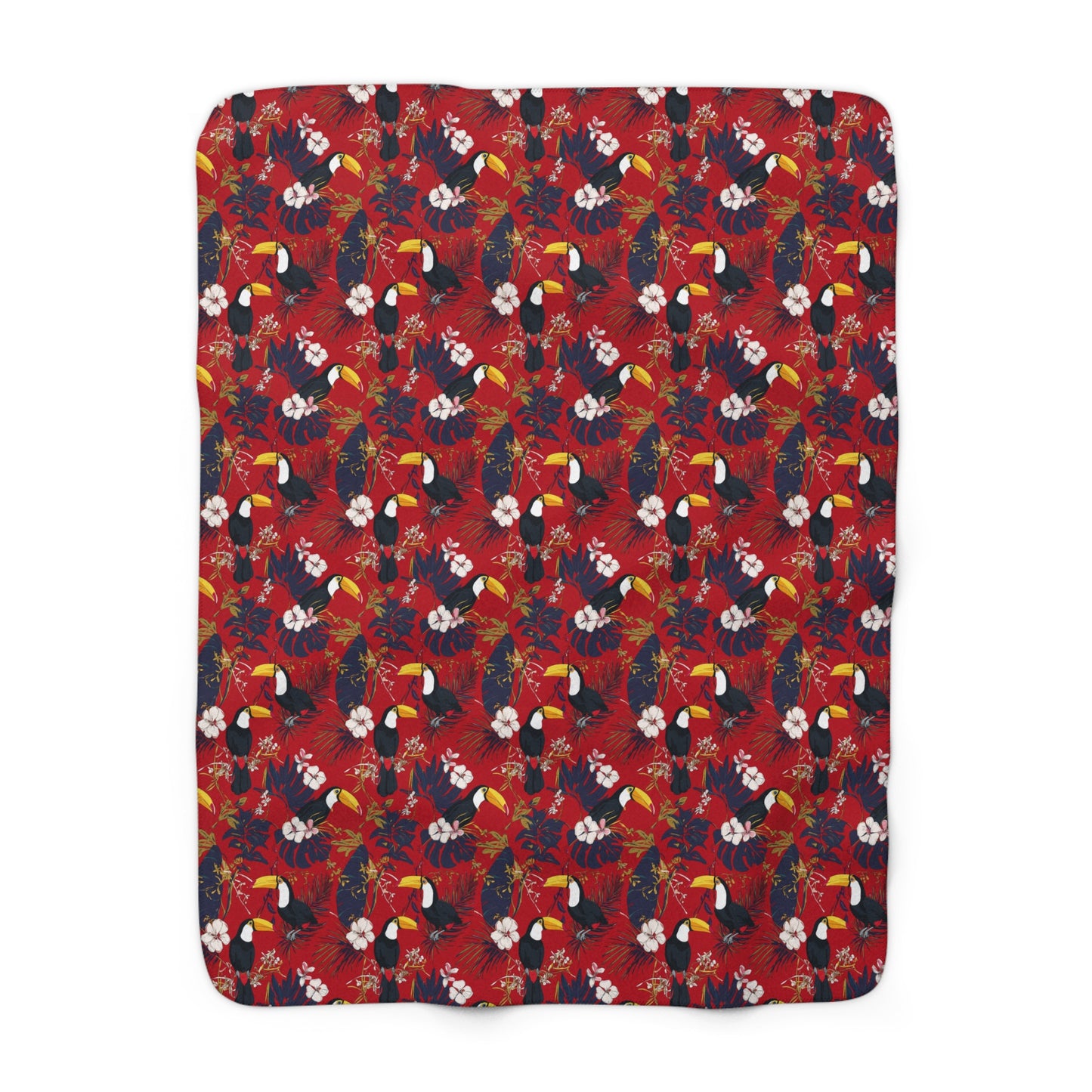 Gorgeous Reds Tropical Sherpa Fleece Blanket, Cozy Throw for Home Decor, Perfect for Tiki Parties