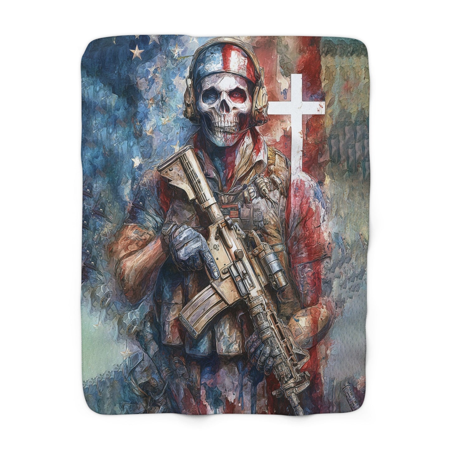 Patriotic Sherpa Fleece Blanket - Cozy Americana Home Decor, Military Themed Gift, Comfortable Throw for Veterans, Memorial Day, [...]