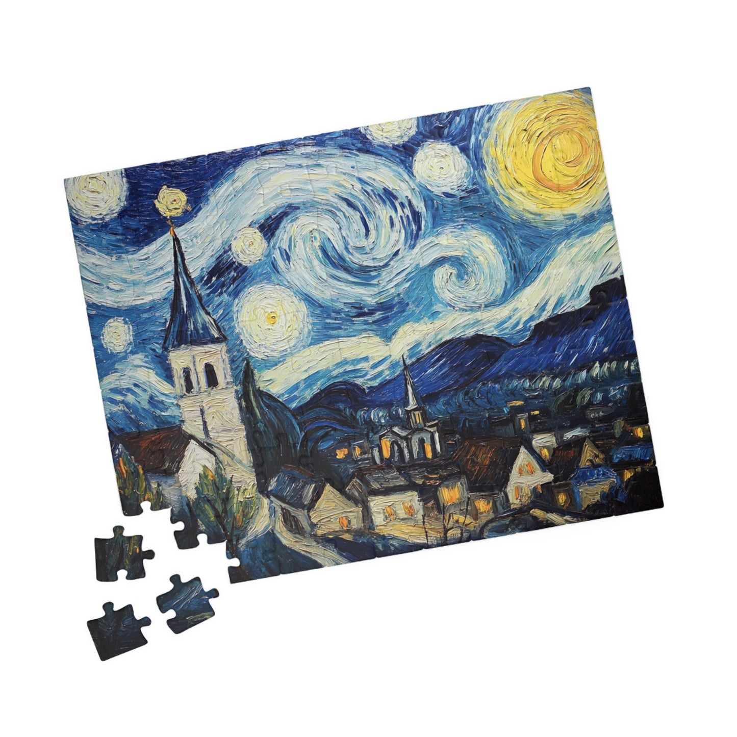 Artistic Puzzle - Starry Night Design, Family Game Night, Mindfulness Activity, Unique Gift for Art Lovers