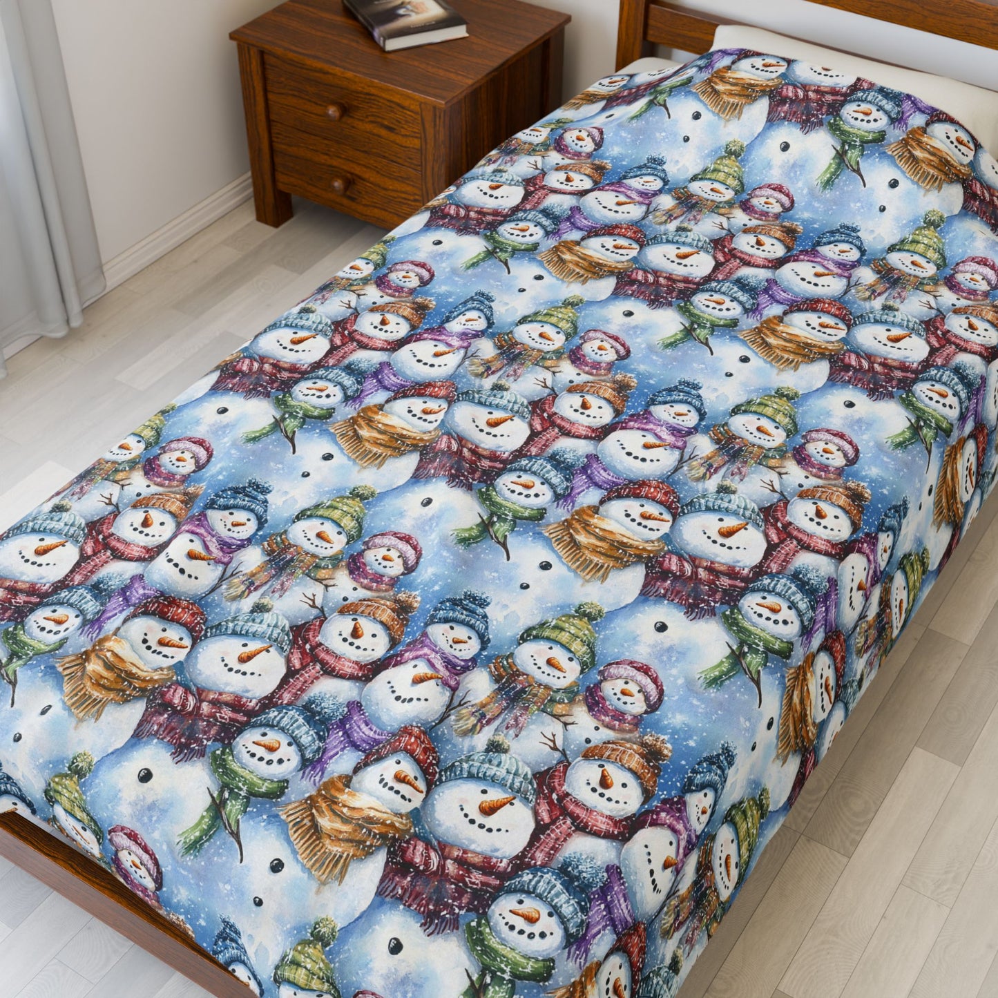 Cozy Snowman Plush Blanket, Winter Gift, Holiday Decor, Soft Fleece Throw, Kids Blanket, Christmas Home Essentials