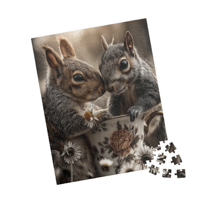 Puzzle 520-piece - 2 squirrels having tea in the garden