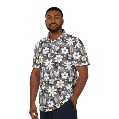 Floral Print Unisex Polo Shirt - Stylish Casual Wear, Spring Attire, Gift for Him or Her, Summer Fashion, Everyday Comfort