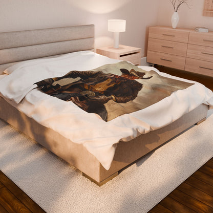 Velveteen Plush Blanket - President Trump as John Wayne Cowboy