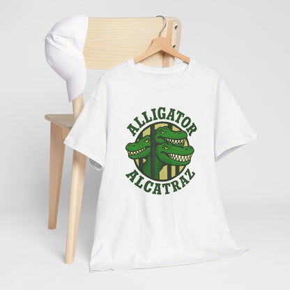 Alligator Alcatraz Unisex Heavy Cotton Tee, Fun Graphic Tee, Casual Wear, Gift for Animal Lovers, Summer Fashion, Unique T-Shirt