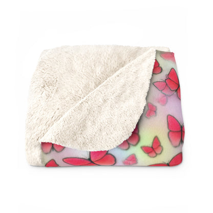 Butterfly Sherpa Fleece Blanket - Cozy Gift for Nature Lovers, Home Decor, Birthday