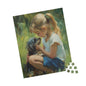 Puzzle - Little Girl and Dog in Tall Grass - 110, 252, 520, 1014-piece