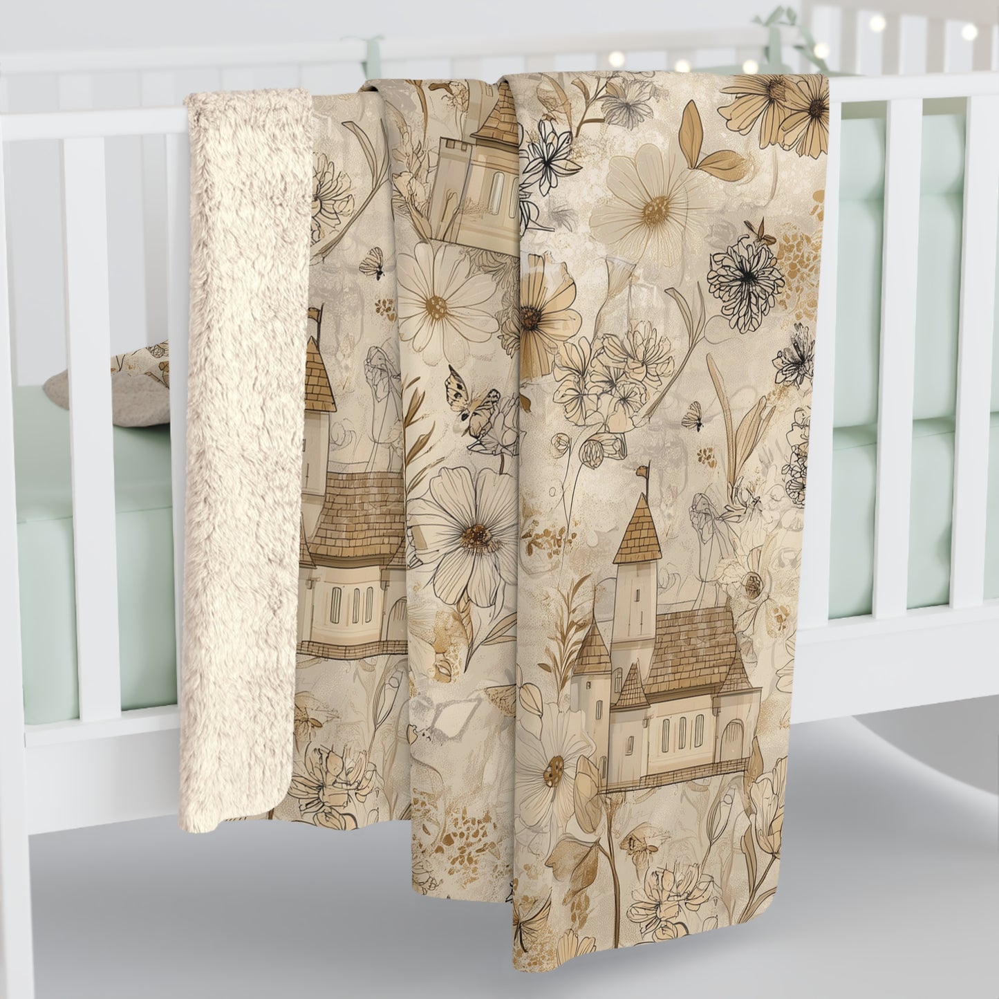 Cozy Floral Sherpa Fleece Blanket, Warm Throw Blanket for Home Decor, Gift for Weddings, Birthdays, or Cozy Nights