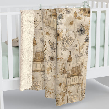 Cozy Floral Sherpa Fleece Blanket, Warm Throw Blanket for Home Decor, Gift for Weddings, Birthdays, or Cozy Nights