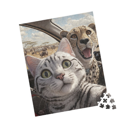 Paw-some Adventure Puzzle | Cat & Cheetah Selfie | Family Fun, Cat Lover Gift, Pet-Themed Entertainment