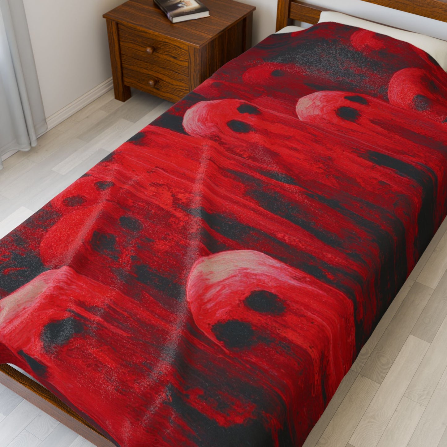 Plush Blanket Red Hot Ghosts for Halloween