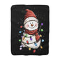 Cozy Snowman Sherpa Fleece Blanket, Holiday Decor, Christmas Gift, Winter Warmth, Soft Throw for Home