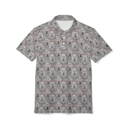 Easter Bunny Patterned Unisex Polo Shirt, Fun Casual Wear, Spring Fashion, Gift for Him/Her, Holiday Outfit, Stylish Polo