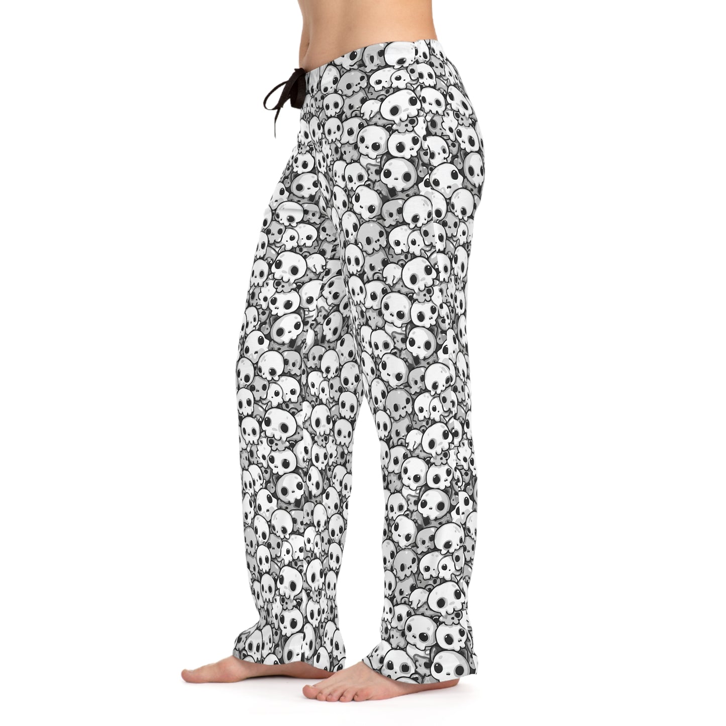 Gothic Skull Print Women's Pajama Pants, Cozy Lounge Wear, Halloween Sleepwear, Skulls PJs, Unique Gift for Her