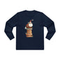 Festive Men’s Base Longsleeve Tee, Christmas Shirt, Santa in Chimney Design