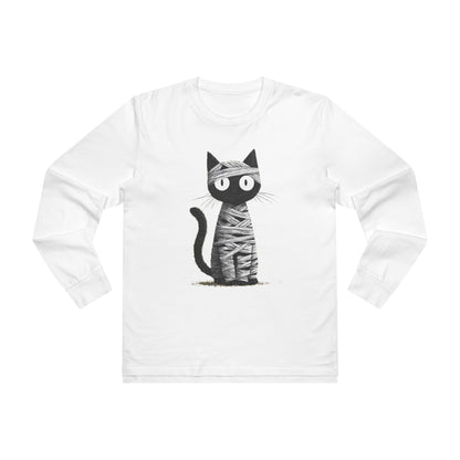 Men’s Cat Mummy Longsleeve Tee, Fun Halloween Shirt, Cat Lover Gift, Cozy Fall Fashion, Unique Graphic Tee